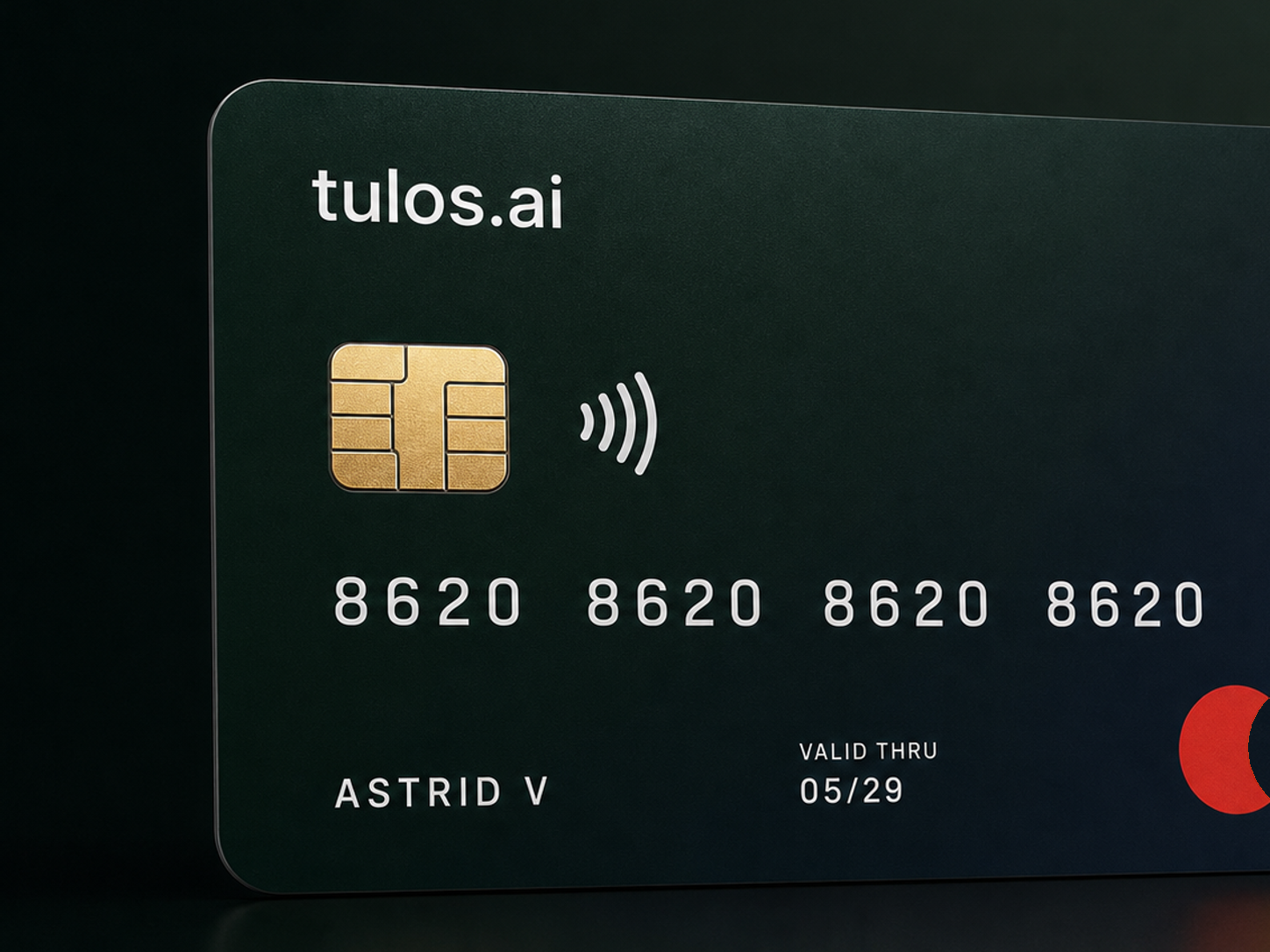 Tumma tulos.ai-virtuaalikortin mockup